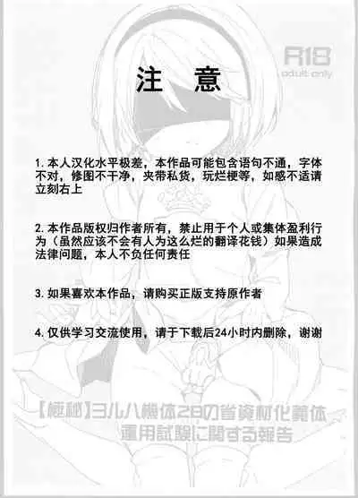 YoRHa Kitai 2B no Shoushizaika Gitai Unyou Shiken ni Kansuru Houkoku