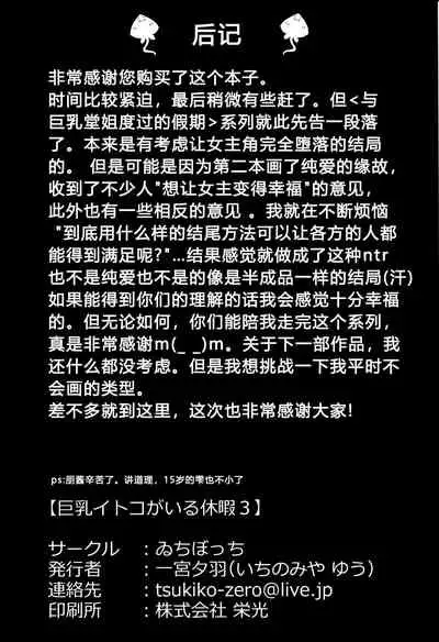 (C97) [Ichibocchi (Ichinomiya Yuu)] Kyonyuu Itoko ga Iru Kyuuka 3 [Chinese] [希望的前方个人汉化]