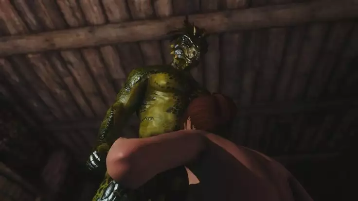 Skyrim Dragon-Whore and Argonian
