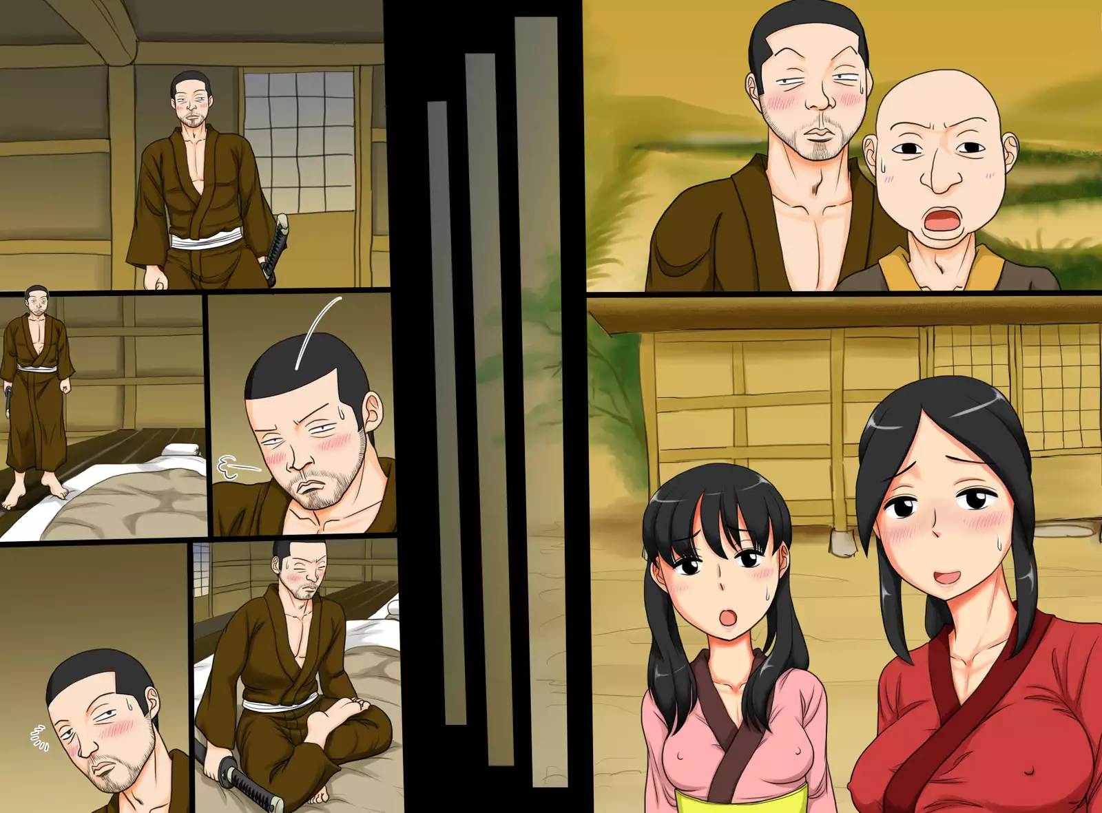 Kimono Han-nugi Oyako-don - Jidai-geki Fuumi