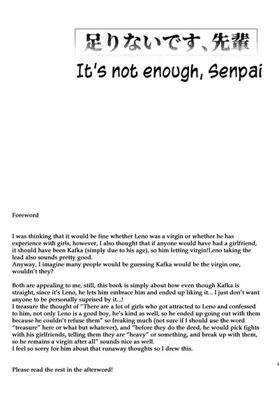 [B:0nit0 (Tataki Katsuo)] Tarinai desu, Senpai | It's not enough, Senpai (Kaiju No. 8) [English] {Yatsuki} [Digital]