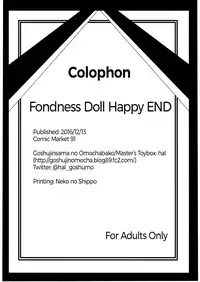 (C91) [Goshujinsama no Omochabako (hal)] Fondness Doll Happy END [English] [sneikkimies]