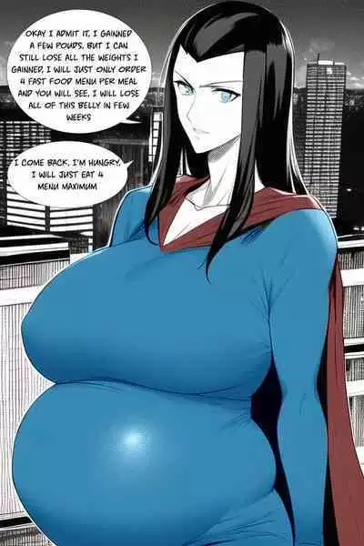 Expanding Heroine:Confronting the Virus Villain, Page 1 to 12, [FINISH] ,[Creator: HirumaDiabe, DeviantArt/Patreon], Weight gain anime girl, bbw, ssbbw, stuffing belly, SuperHero who gain a lot of weights because of a food addiction.