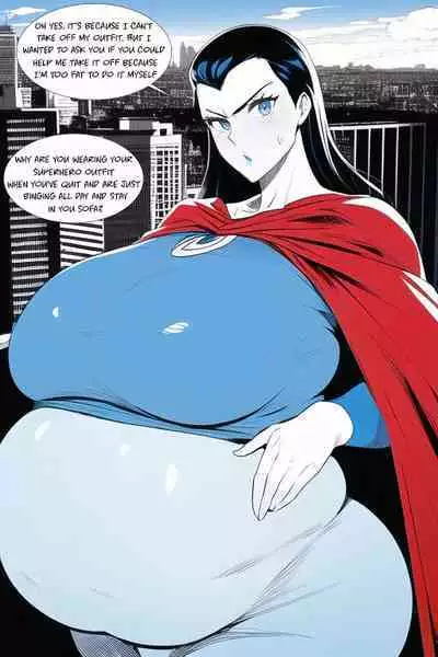 Expanding Heroine:Confronting the Virus Villain, Page 1 to 12, [FINISH] ,[Creator: HirumaDiabe, DeviantArt/Patreon], Weight gain anime girl, bbw, ssbbw, stuffing belly, SuperHero who gain a lot of weights because of a food addiction.