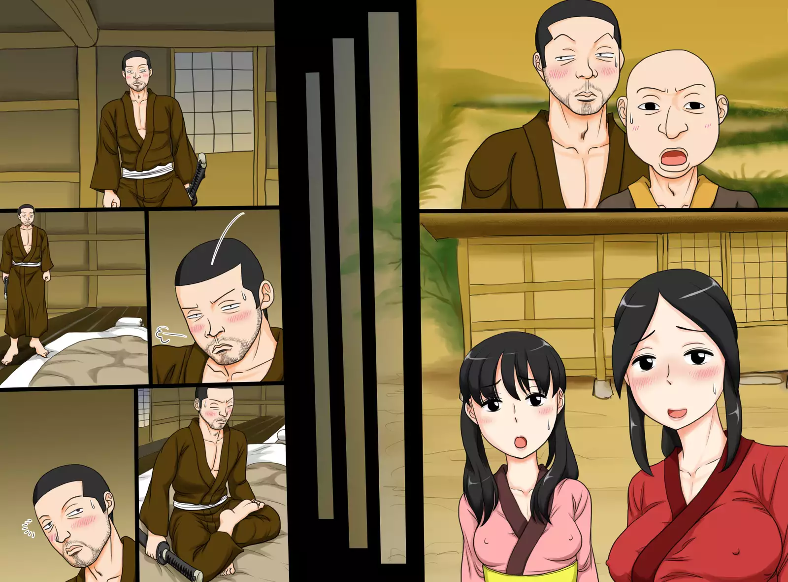 Kimono Han-nugi Oyako-don - Jidai-geki Fuumi