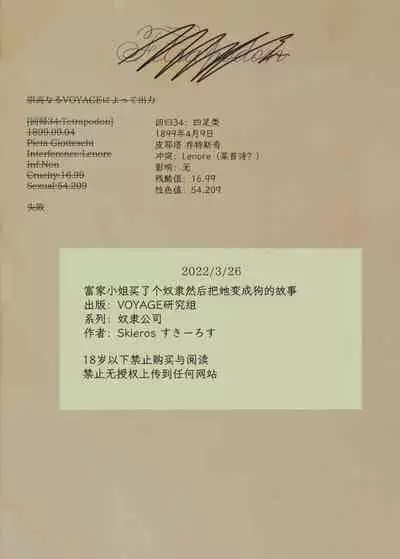 Kanemochi no Ojou-sama ga Dorei o Katte Wanko ni Kaizou suru Hon | 富家小姐买了个奴隶然后把她变成狗的故事